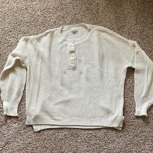 American Eagle Cream Knit Sweater with Button Detail